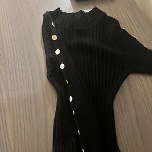 Lulu's black bodycon dress with gold button details
